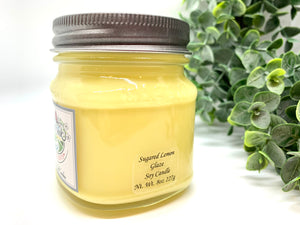 8 oz Mason Jar Soy Candle-Sugared Lemon Glaze